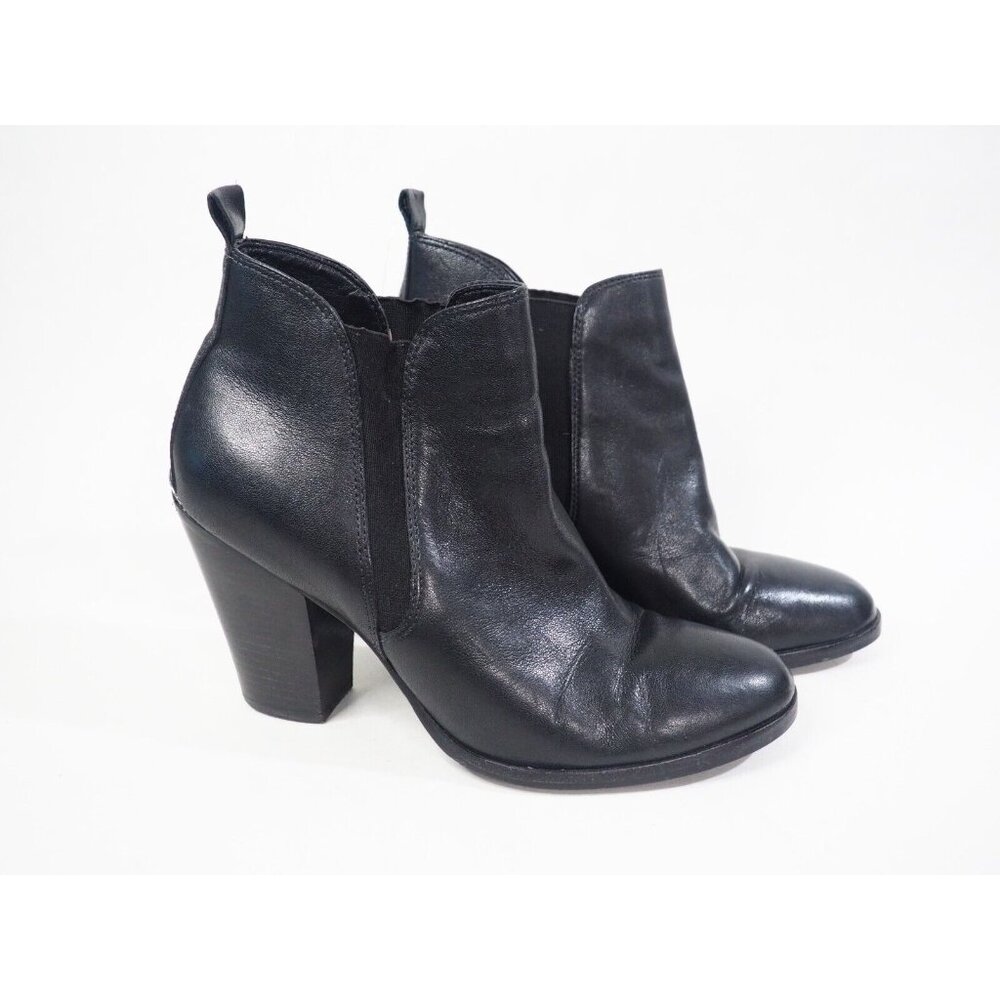 Michael Kors Black Leather Ankle Boots W/ Block Heels, Size 9 (US) 40 (EUR)
